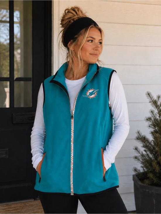 Nfl Team Jackets & Blazers - NFL Miami Dolphins Fleece Full Vest Reflective - Team Apparel - Large